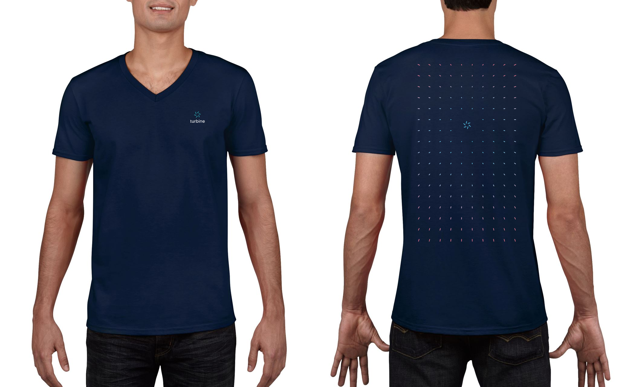 Men V-Neck Tee - Navy